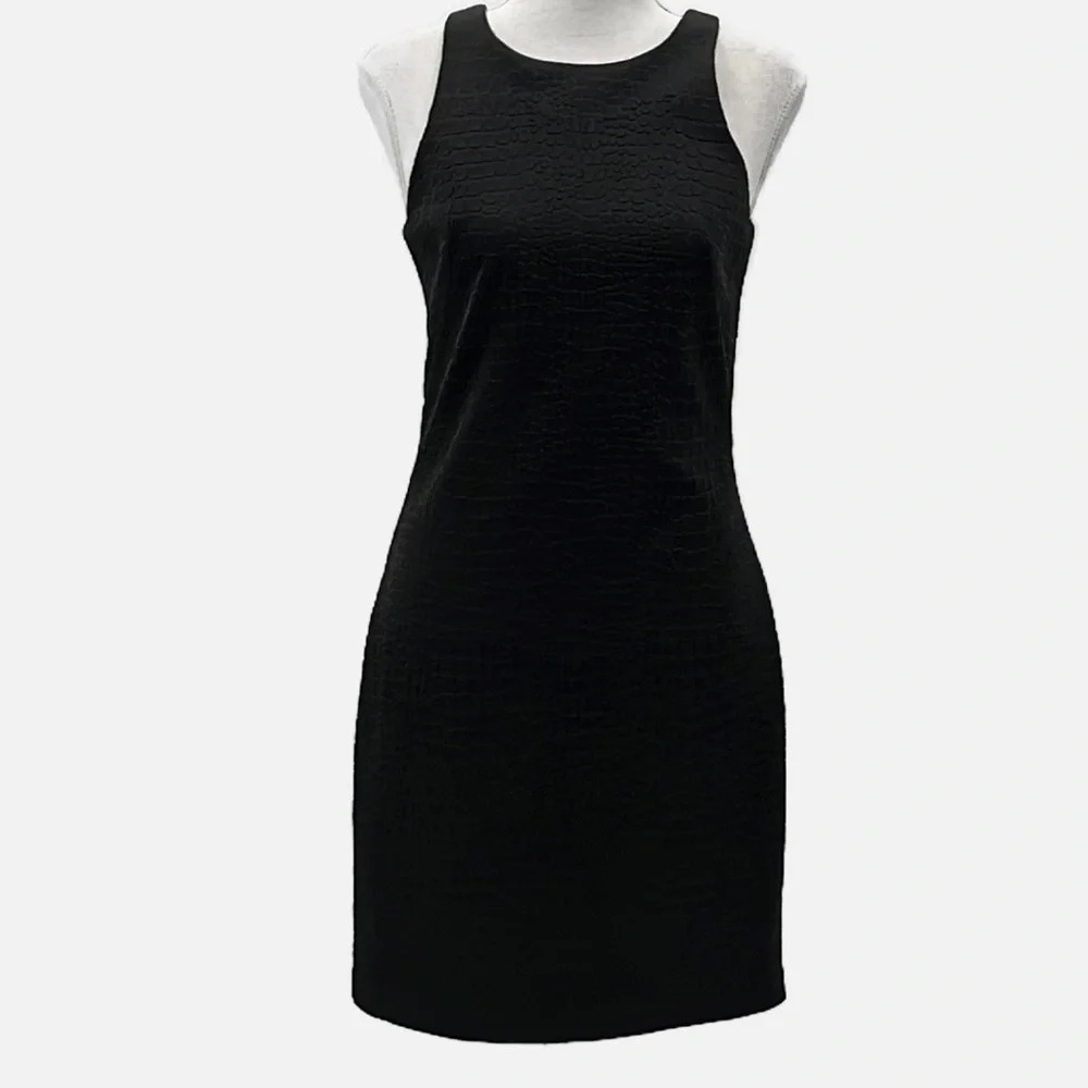 Amanda Uprichard Textured Faux Reptile Racerback Dress in Black - Size XS